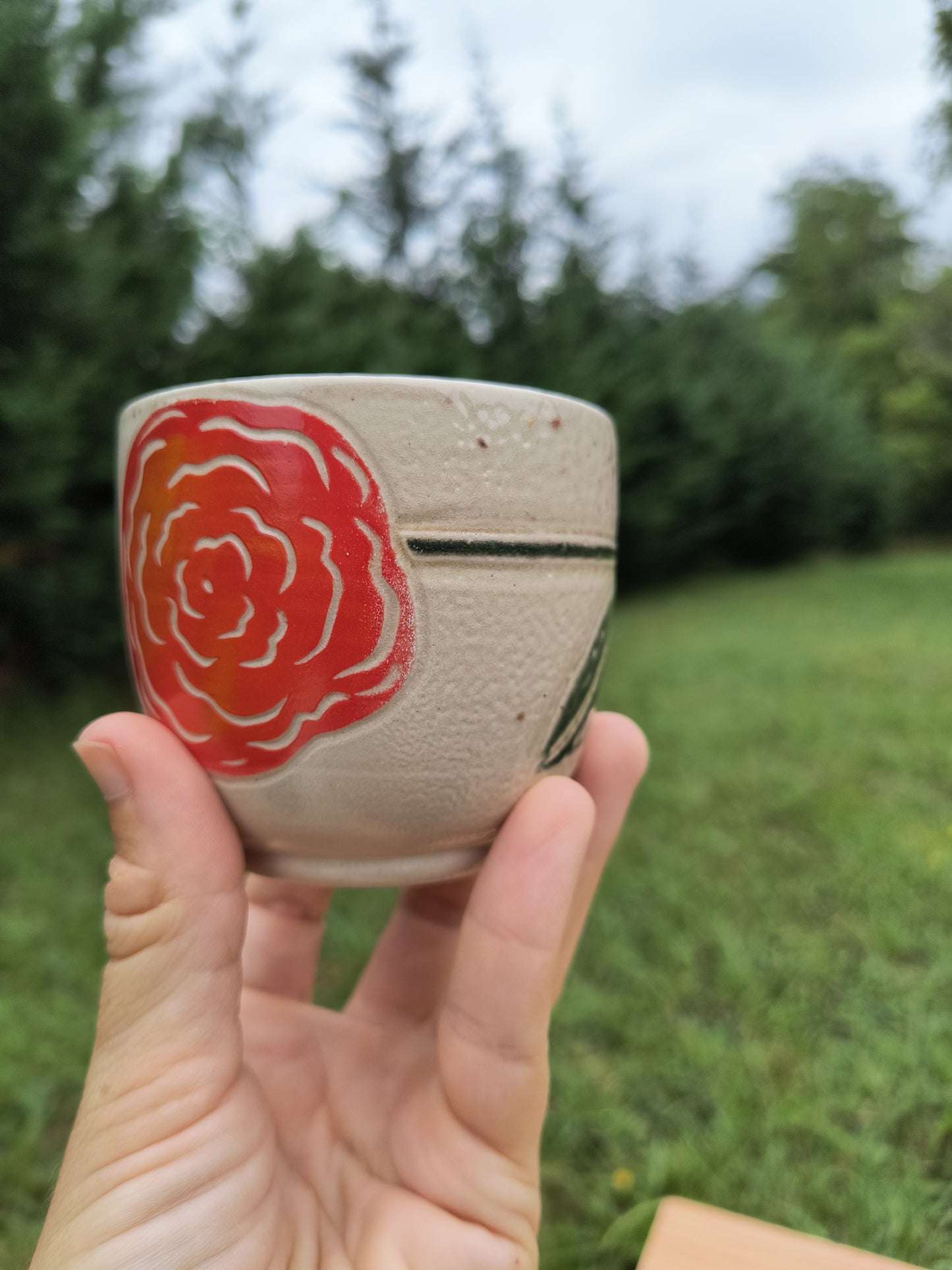 Woodfired Rose Cup Pair A