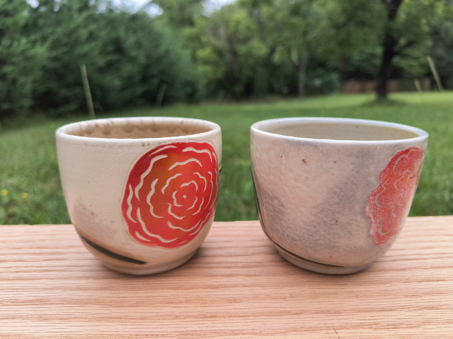 Woodfired Rose Cup Pair A