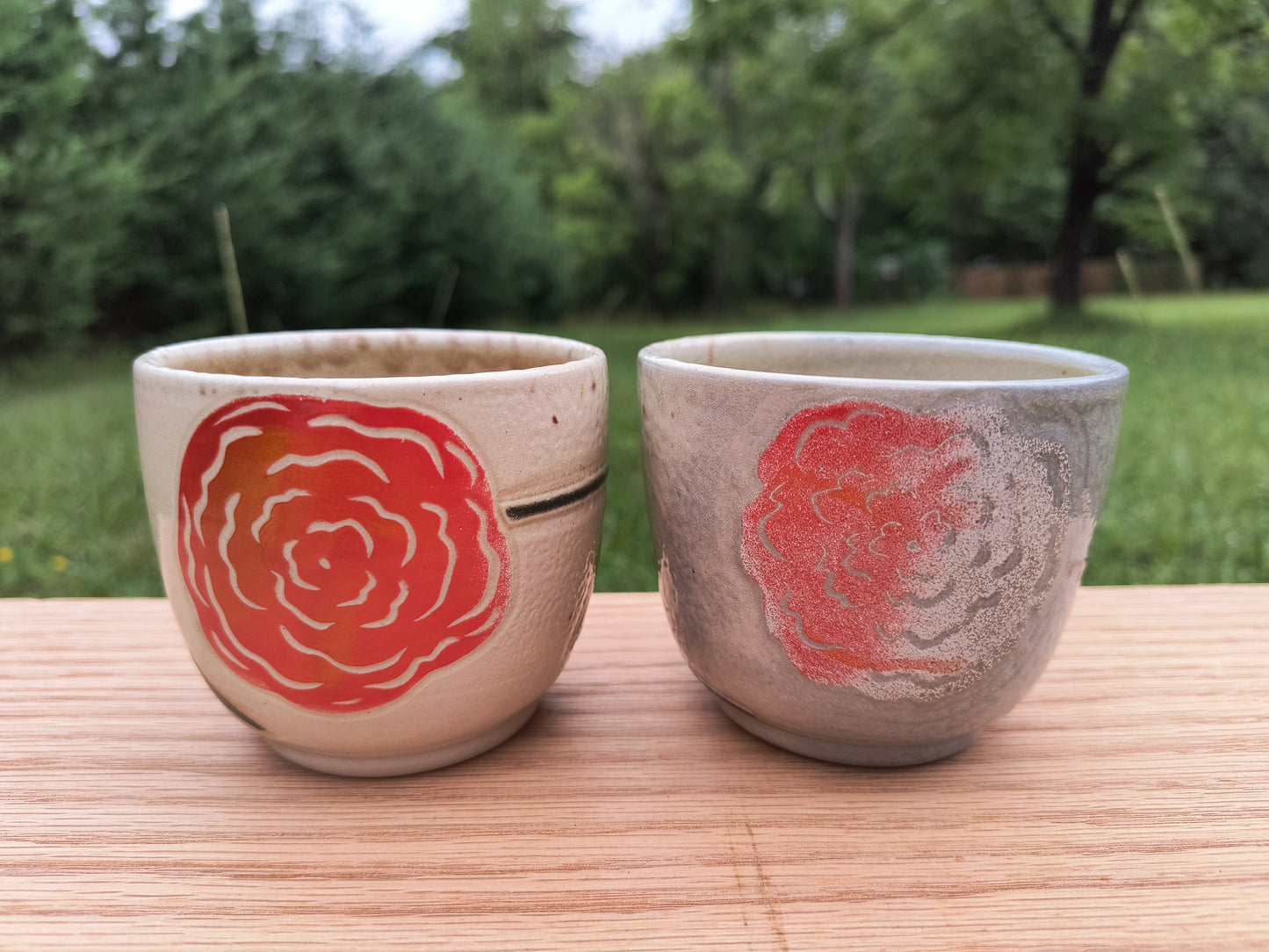 Woodfired Rose Cup Pair A