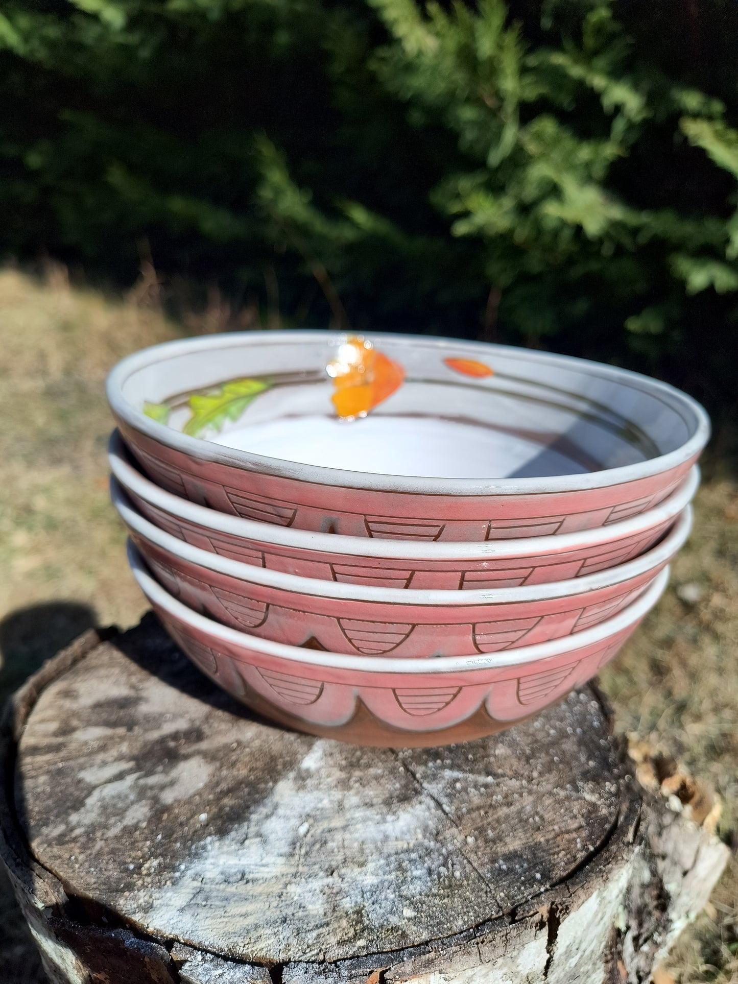 California Poppy Scalloped Bowls Set of 4