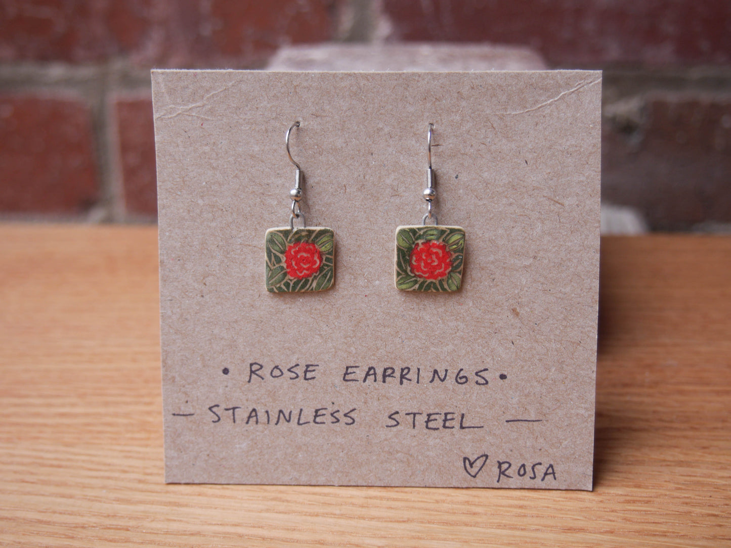 Square Rose Earrings